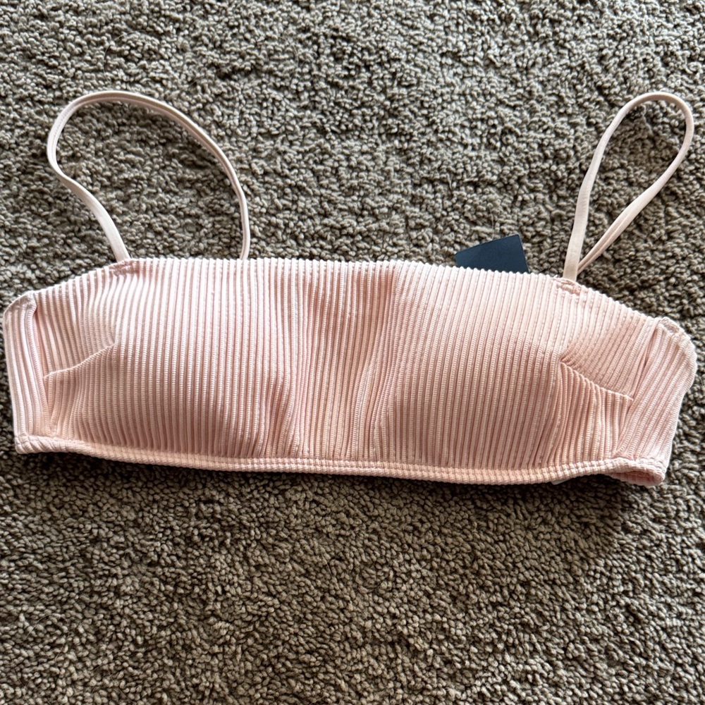 Pink Ribbed Crop Top bikini